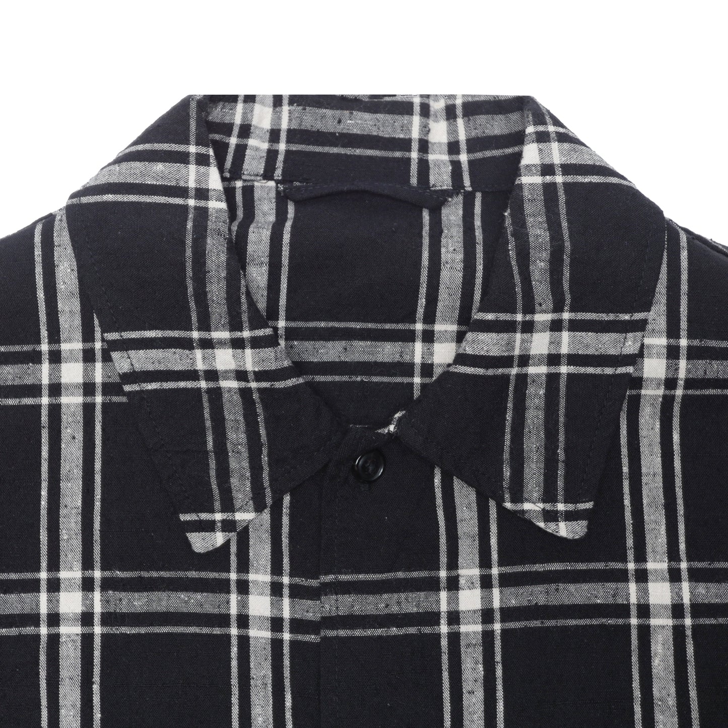 SILK/COTTON NEP PLAID MILITARY SHIRT