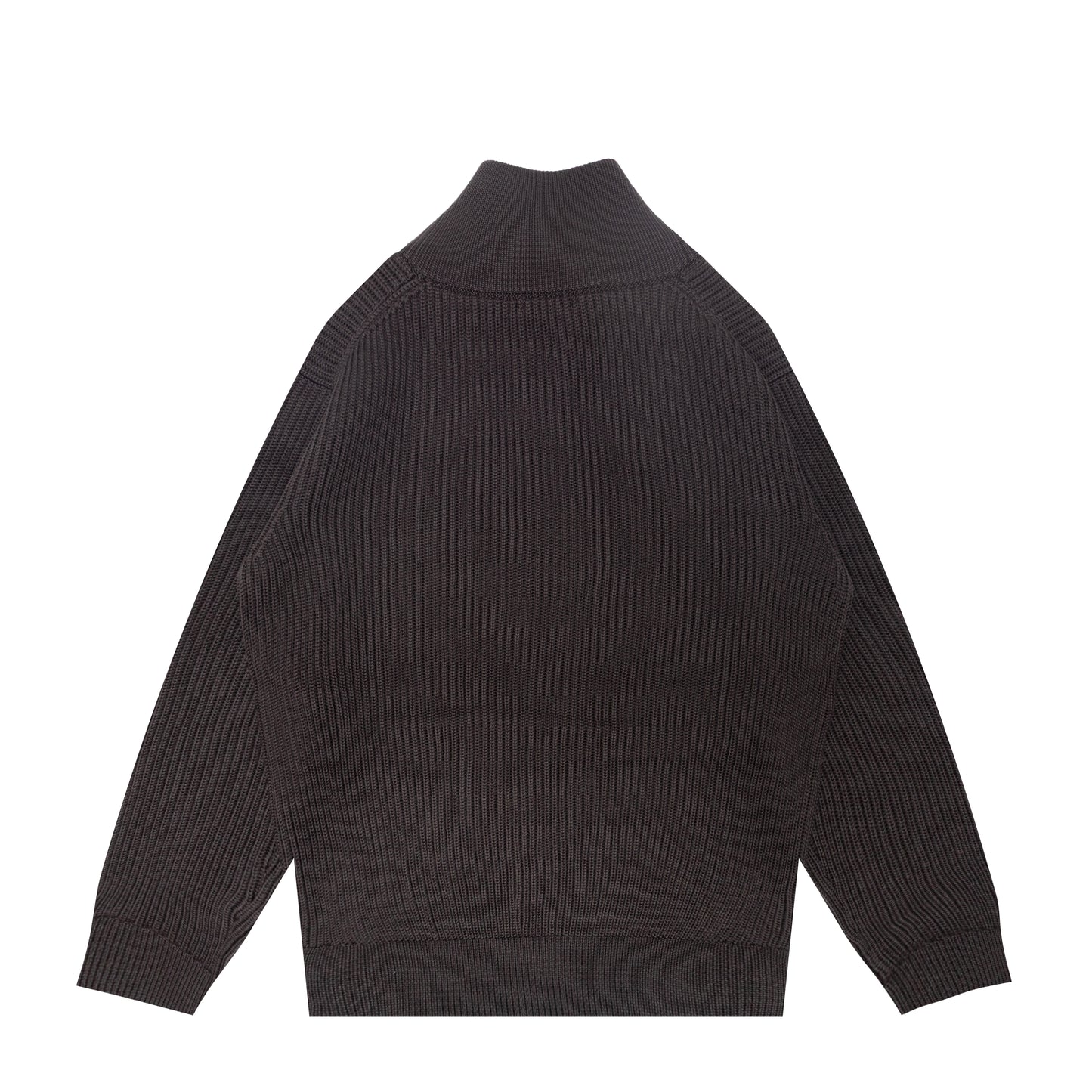 STAND COLLARED DOUBLE RIBBED KNIT