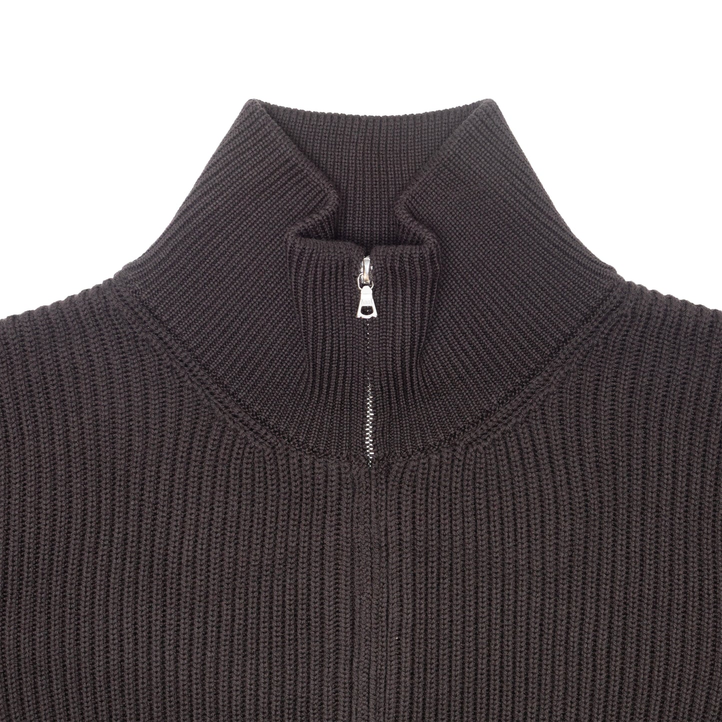 STAND COLLARED DOUBLE RIBBED KNIT