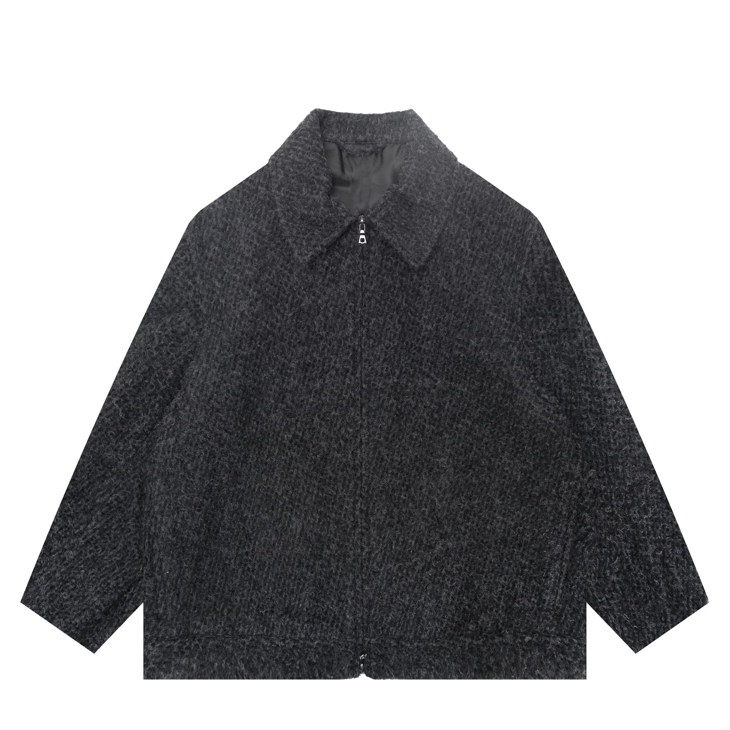 BRUSHED WOOL ZIP SHORT JACKET