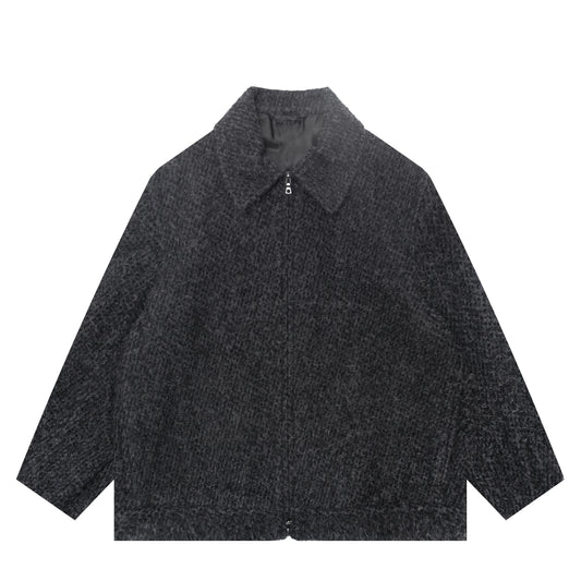 BRUSHED WOOL ZIP SHORT JACKET